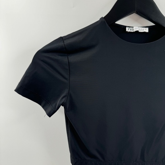 Zara Black Super Cropped Buttery Soft Top Size Small - Picture 2 of 5